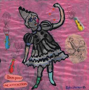 tableau-20x20-cm-bon-pour-une-attraction-petite-fille-colombine-alice-pays-merveilles-rose-vapeur-reve-avion-peinture-acrylique-collage-papier-maroufle-sophie-lormeau-art-paris-contemporain