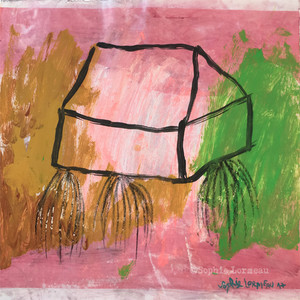 maison-déracinée-rose-racine-home-root-uprooted-pink-black-vert-green-noir-sophielormeau-lormeau-artiste-peinture-french-artist-art-tableau-toile-colorful-naif-naiv-contemporain-contemporary-