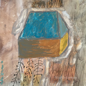 bleu-blue-ocre-ocher-noir-racine-home-root-uprooted-sophielormeau-lormeau-artiste-peinture-french-artist-art-tableau-toile-colorful-naif-naiv-contemporain-contemporary