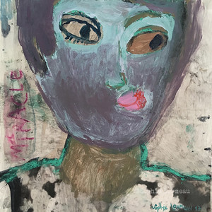 homme-man-rose-regard-flower-bleu-blue-miracle-portrait-face-visage-sophielormeau-lormeau-artiste-peinture-french-artist-art-tableau-paper-magazine-colorful-naif-naiv-contemporain-contemporary