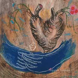 merveilleusement-coeur-cœur-heart-main-spring-flowers-bleu-blue-noir-black-sophielormeau-lormeau-artiste-peinture-french-artist-art-tableau-paper-magazine-colorful-naif-naiv-contemporain-conte