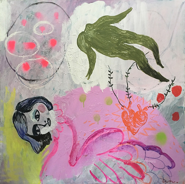 pink-swan-cygnr-rose-fol-amour-coiple-amoureux-conte-femme-ombre-shadow-heart-coeur-cœur-lin-acrylic-collage-sophie-peinture-lormeau-artiste-peinture-french-artist-art-tableau-toile-painting-