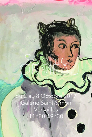 exposition sophie lormeau artiste femme francaise french artist figurative art contemporary versailles show gallery colorful pierrot nuit blanche 2017 mixed media on canvas tableau figuratif